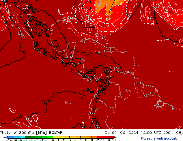 Theta-W 850hPa ECMWF Sáb 01.06.2024 12 UTC