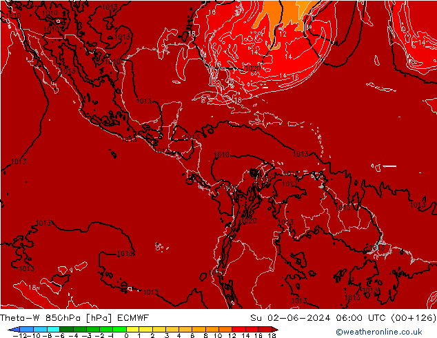 Theta-W 850hPa ECMWF Su 02.06.2024 06 UTC