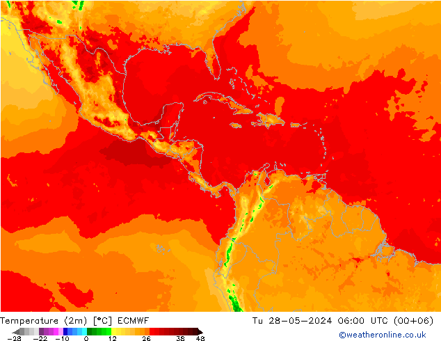 Temperatura (2m) ECMWF mar 28.05.2024 06 UTC