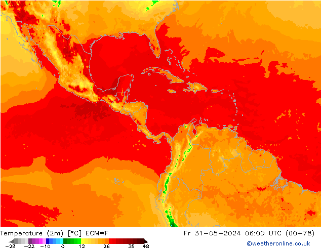 карта температуры ECMWF пт 31.05.2024 06 UTC