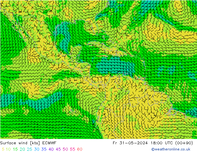 Surface wind ECMWF Fr 31.05.2024 18 UTC