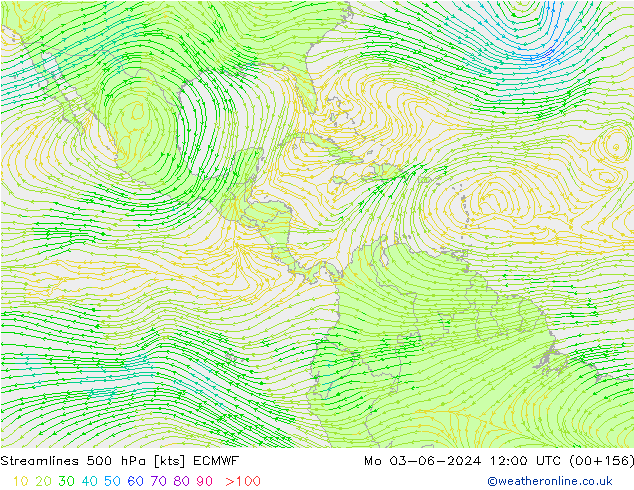 Streamlines 500 hPa ECMWF Po 03.06.2024 12 UTC