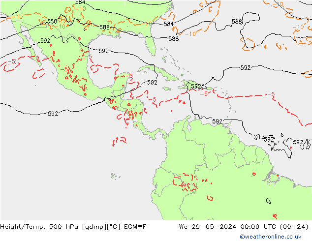 Z500/Rain (+SLP)/Z850 ECMWF We 29.05.2024 00 UTC