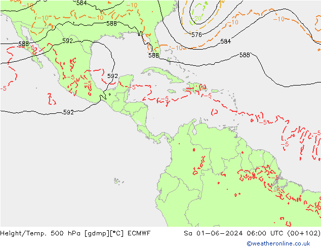 Z500/Rain (+SLP)/Z850 ECMWF Sáb 01.06.2024 06 UTC