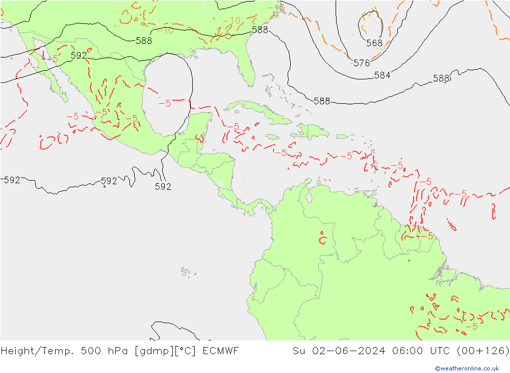 Z500/Rain (+SLP)/Z850 ECMWF dom 02.06.2024 06 UTC