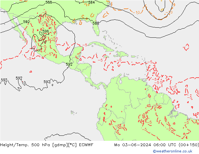 Z500/Rain (+SLP)/Z850 ECMWF Mo 03.06.2024 06 UTC