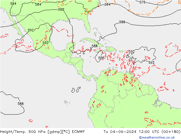 Z500/Yağmur (+YB)/Z850 ECMWF Sa 04.06.2024 12 UTC