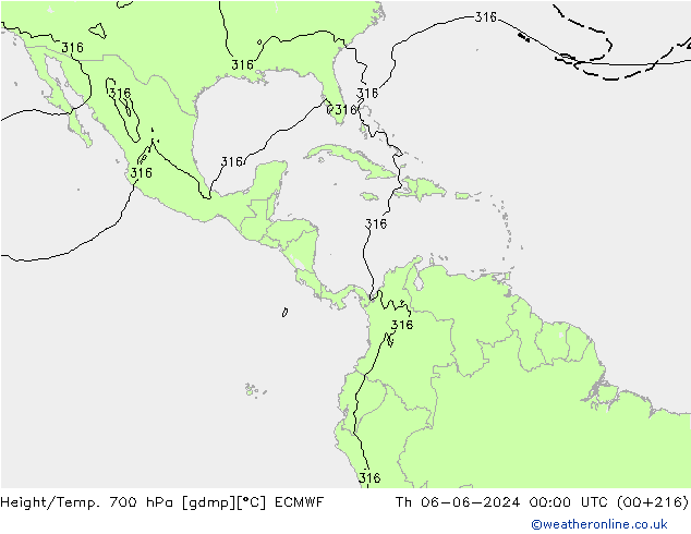 Géop./Temp. 700 hPa ECMWF jeu 06.06.2024 00 UTC