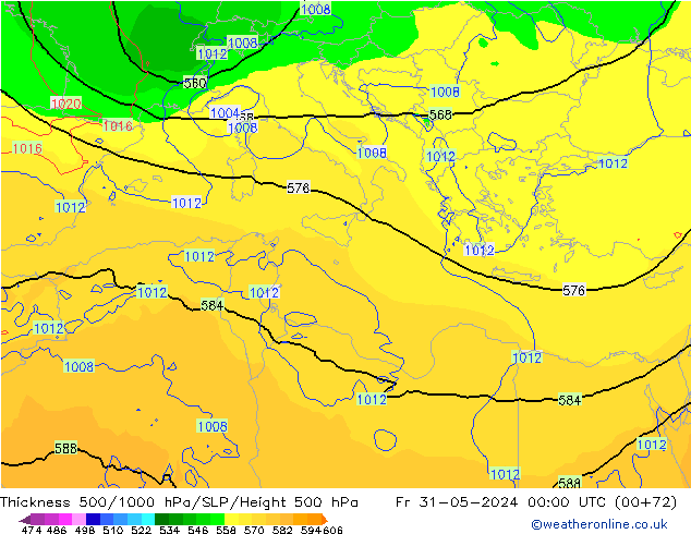 500-1000 hPa Kalınlığı ECMWF Cu 31.05.2024 00 UTC