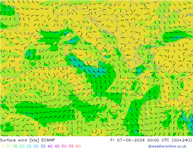 Vento 10 m ECMWF ven 07.06.2024 00 UTC