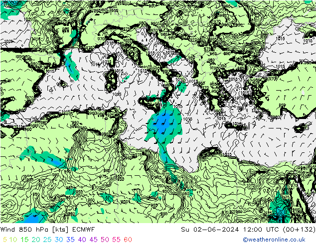 Wind 850 hPa ECMWF zo 02.06.2024 12 UTC