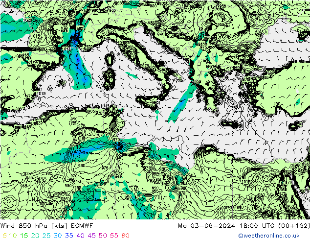 Wind 850 hPa ECMWF Mo 03.06.2024 18 UTC