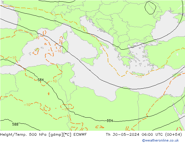 Z500/Rain (+SLP)/Z850 ECMWF чт 30.05.2024 06 UTC