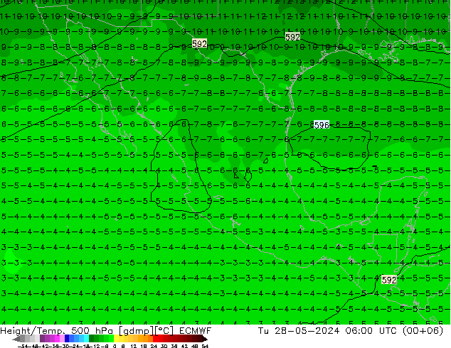 Z500/Rain (+SLP)/Z850 ECMWF  28.05.2024 06 UTC