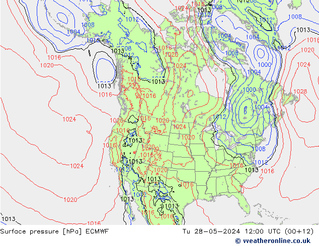 Bodendruck ECMWF Di 28.05.2024 12 UTC