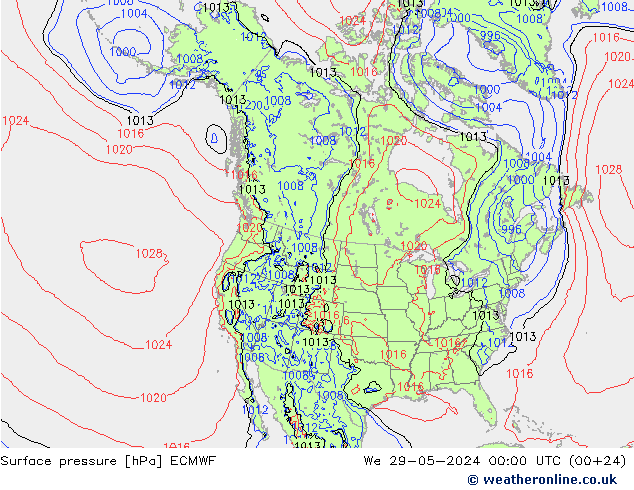 Bodendruck ECMWF Mi 29.05.2024 00 UTC