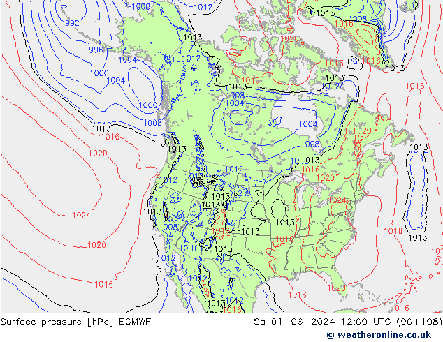 Surface pressure ECMWF Sa 01.06.2024 12 UTC