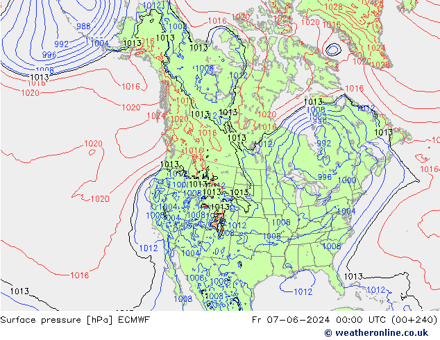 Surface pressure ECMWF Fr 07.06.2024 00 UTC