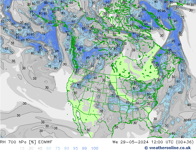 RH 700 hPa ECMWF St 29.05.2024 12 UTC