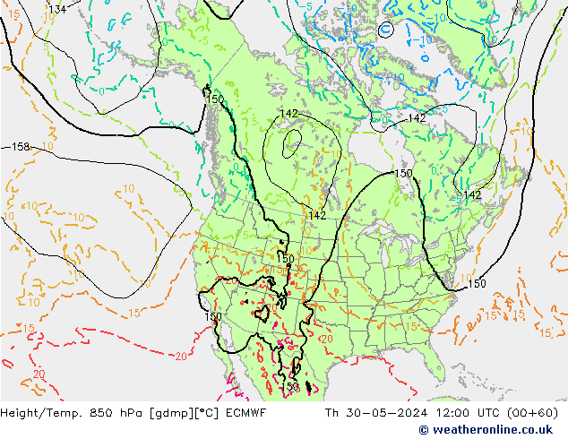 Yükseklik/Sıc. 850 hPa ECMWF Per 30.05.2024 12 UTC