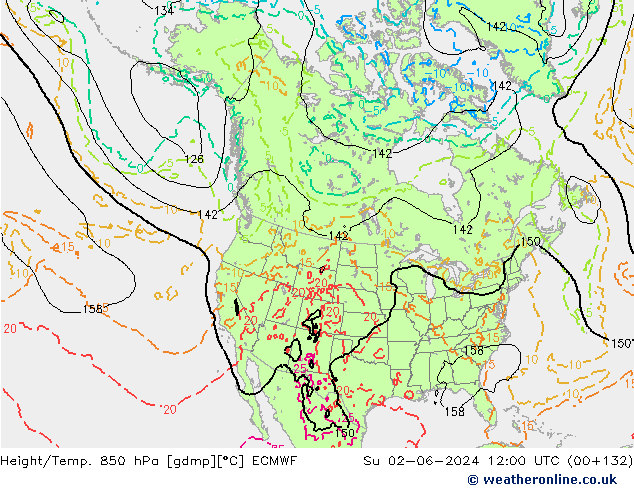 Yükseklik/Sıc. 850 hPa ECMWF Paz 02.06.2024 12 UTC