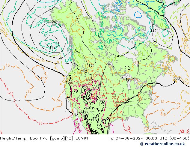 Z500/Yağmur (+YB)/Z850 ECMWF Sa 04.06.2024 00 UTC