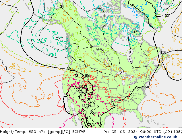 Height/Temp. 850 гПа ECMWF ср 05.06.2024 06 UTC