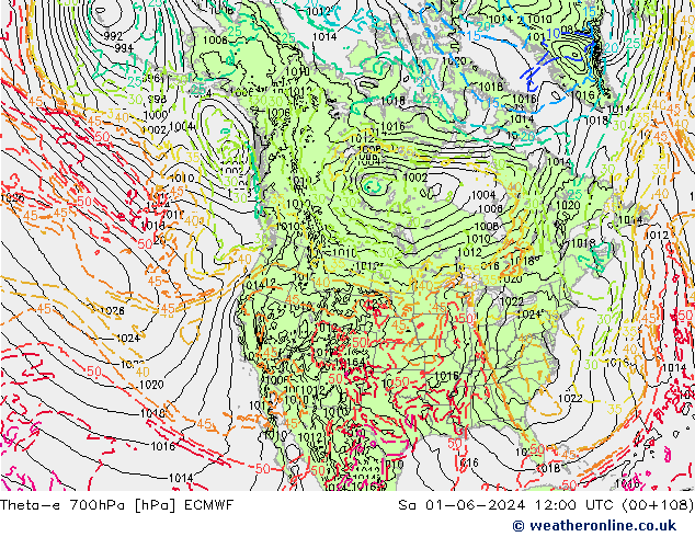 Theta-e 700hPa ECMWF Sa 01.06.2024 12 UTC