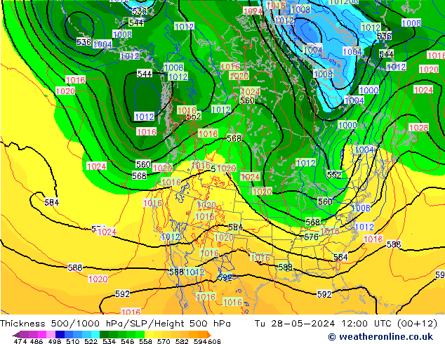 Thck 500-1000hPa ECMWF Tu 28.05.2024 12 UTC