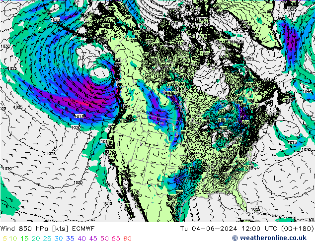 Wind 850 hPa ECMWF Di 04.06.2024 12 UTC