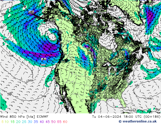 Vent 850 hPa ECMWF mar 04.06.2024 18 UTC