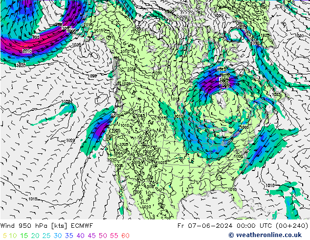 Wind 950 hPa ECMWF Fr 07.06.2024 00 UTC