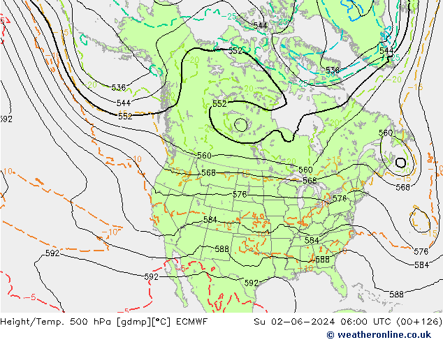 Z500/Rain (+SLP)/Z850 ECMWF dim 02.06.2024 06 UTC