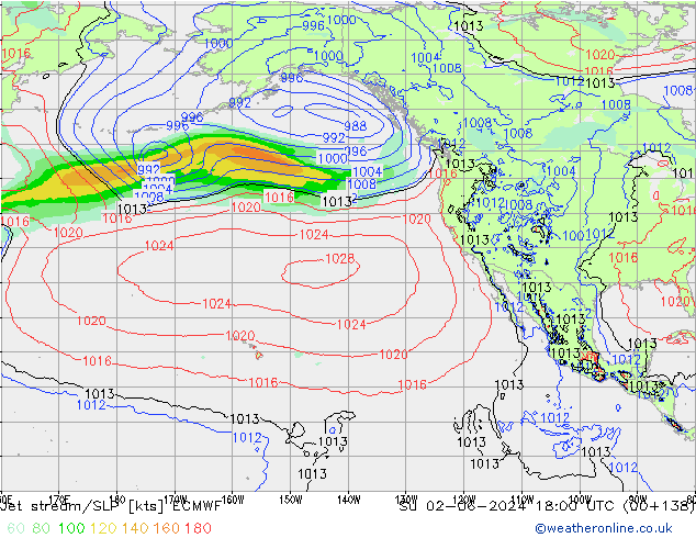 Corriente en chorro ECMWF dom 02.06.2024 18 UTC