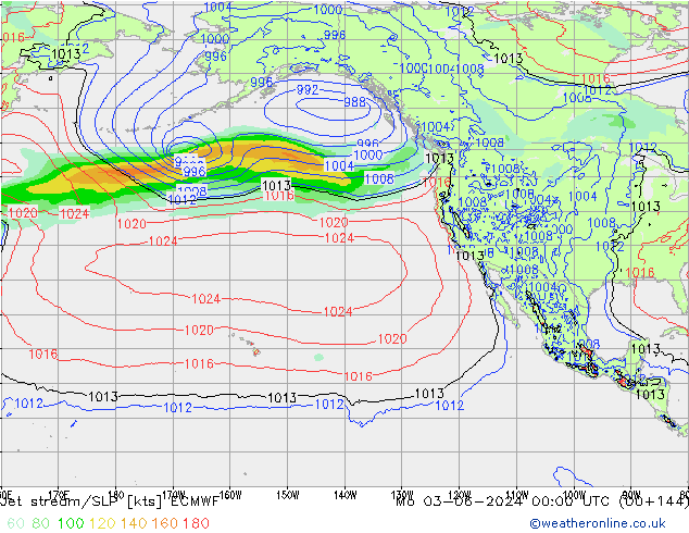 Polarjet/Bodendruck ECMWF Mo 03.06.2024 00 UTC