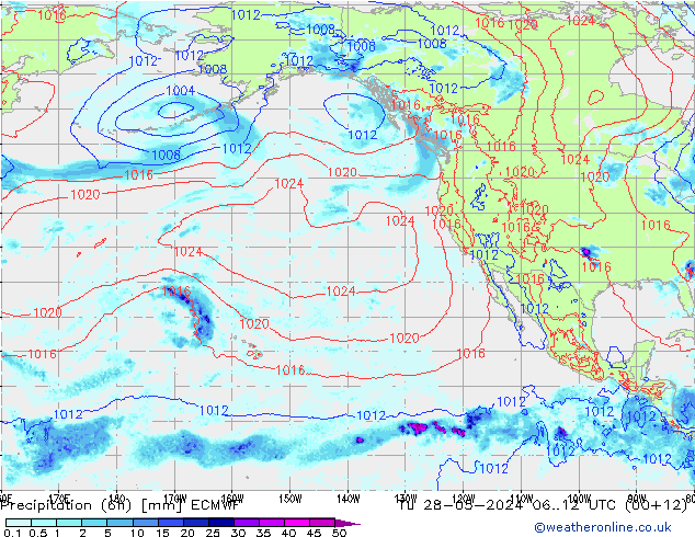 Z500/Rain (+SLP)/Z850 ECMWF Tu 28.05.2024 12 UTC