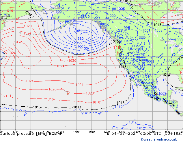 Atmosférický tlak ECMWF Út 04.06.2024 00 UTC