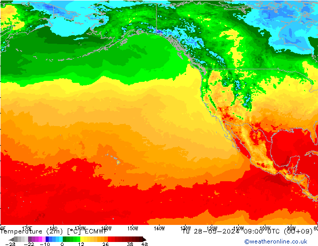 Temperatura (2m) ECMWF mar 28.05.2024 09 UTC