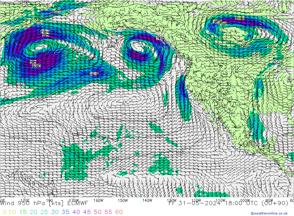 Wind 950 hPa ECMWF Pá 31.05.2024 18 UTC