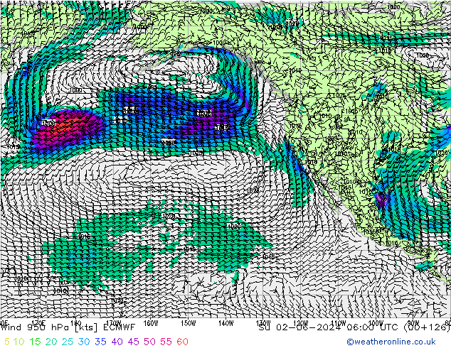 Rüzgar 950 hPa ECMWF Paz 02.06.2024 06 UTC