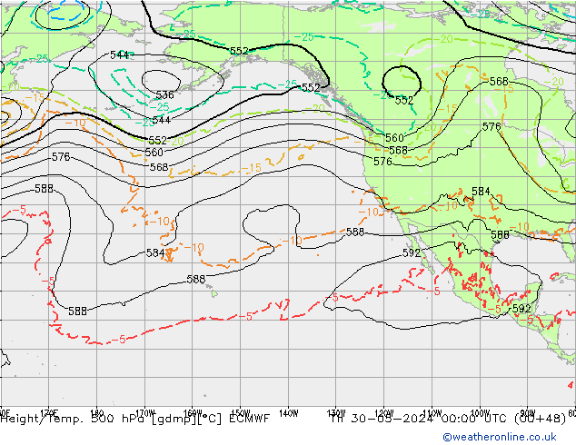 Z500/Rain (+SLP)/Z850 ECMWF Th 30.05.2024 00 UTC