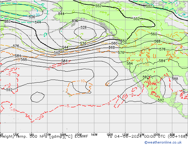 Z500/Yağmur (+YB)/Z850 ECMWF Sa 04.06.2024 00 UTC