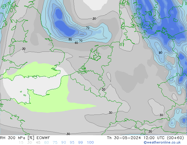 RH 300 hPa ECMWF Do 30.05.2024 12 UTC