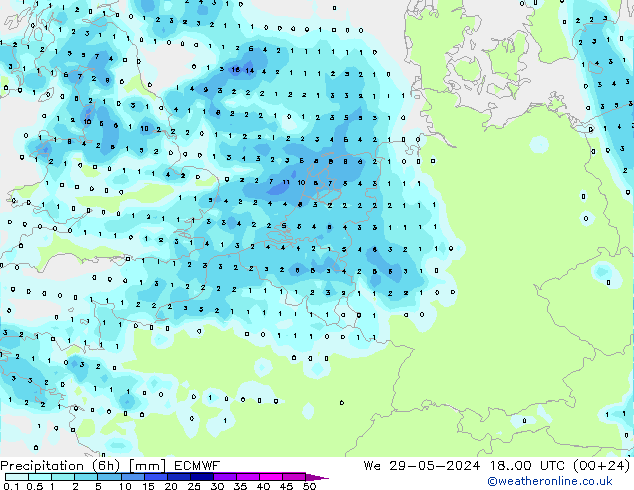 Z500/Rain (+SLP)/Z850 ECMWF Qua 29.05.2024 00 UTC