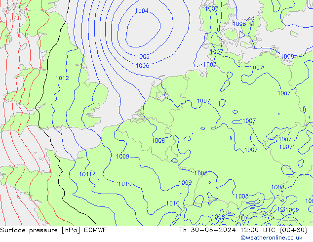 Atmosférický tlak ECMWF Čt 30.05.2024 12 UTC