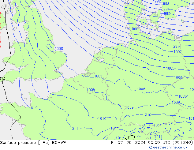 Surface pressure ECMWF Fr 07.06.2024 00 UTC