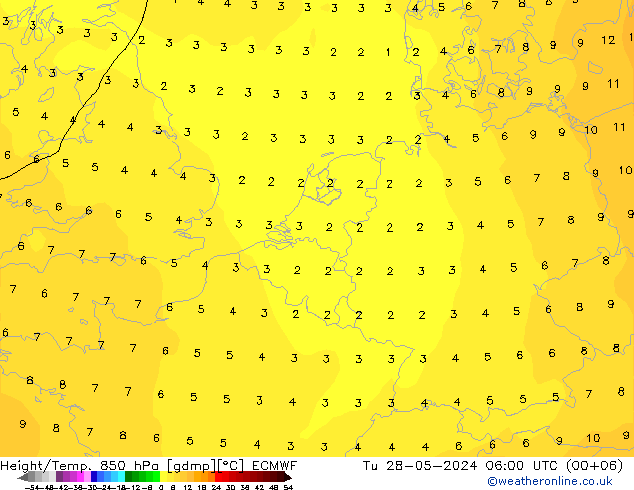 Z500/Rain (+SLP)/Z850 ECMWF Di 28.05.2024 06 UTC