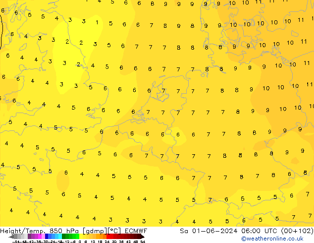 Z500/Rain (+SLP)/Z850 ECMWF sáb 01.06.2024 06 UTC