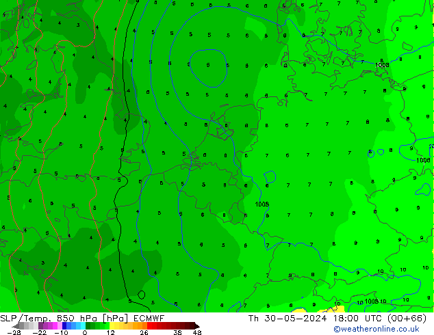 SLP/Temp. 850 hPa ECMWF Do 30.05.2024 18 UTC