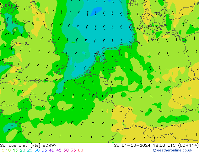 Wind 10 m ECMWF za 01.06.2024 18 UTC